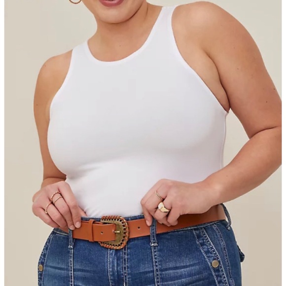 🆕 Cognac Faux Leather Whipstitch Jean Belt 1 1X 14 16 NWT Torrid New! - Picture 4 of 5